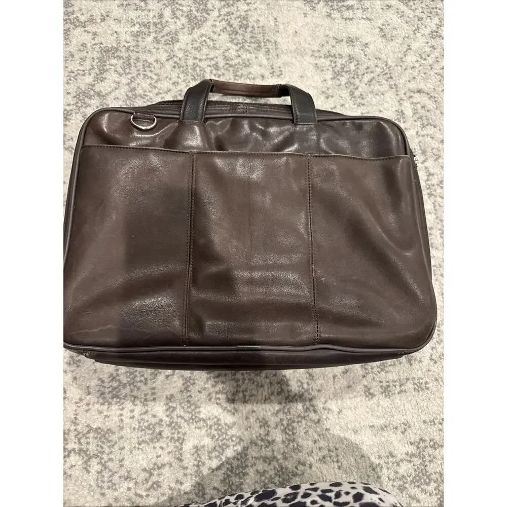 Kenneth Cole Reaction Brown Leather Briefcase Laptop Messenger Bag